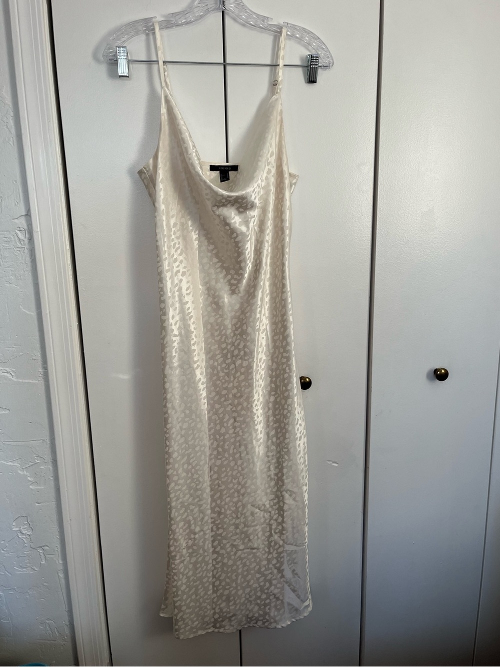 Cream Satin Slip Midi Dress